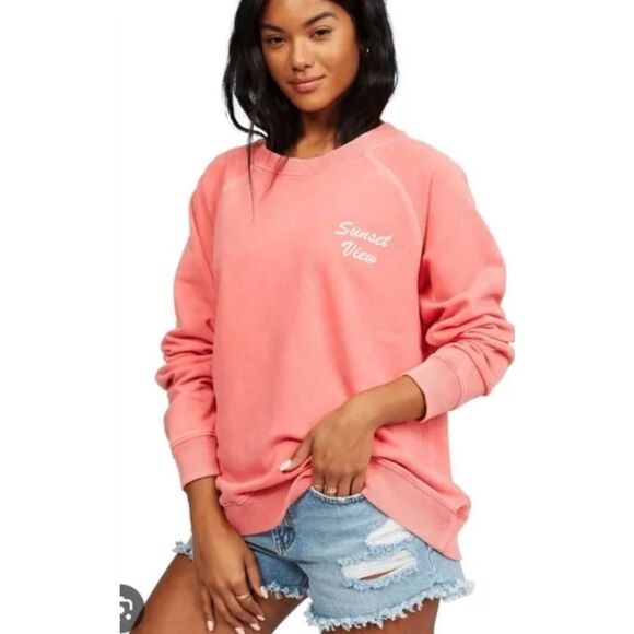 BILLABONG Sweatshirt Womens Medium Salt And Sand Guava Pink Sunset View Pullover - Picture 1 of 14